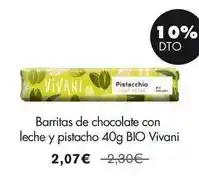 Vivani - barritas de chocolate con leche y pistacho