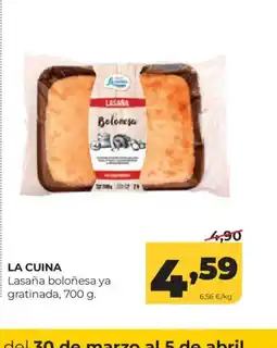 Alimerka LA CUINA Lasaña boloñesa ya gratinada oferta