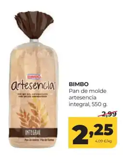 Alimerka BIMBO Pan de molde artesencia integral oferta
