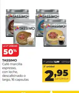 Alimerka TASSIMO Café marcilla espresso, con leche, descafeinado o largo, 16 capsulas oferta