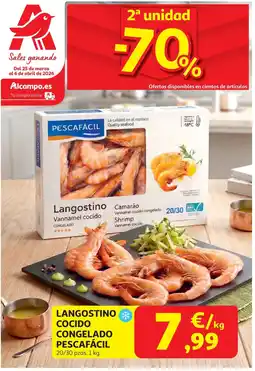 Alcampo PESCAFÁCIL Langostino cocido congelado oferta