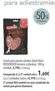 El Corte Inglés Rosewood - snack para perros adultos steak bites oferta