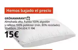 Gronamarant almohada alta. funda 100% algodon y relleno 100% poliéster