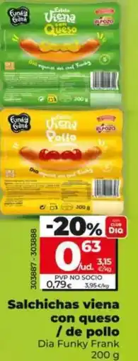 Dia Dia funky frank - salchichas viena con queso oferta