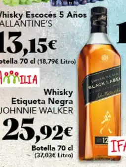Gadis JOHNNIE WALKER Whisky Etiqueta Negra oferta