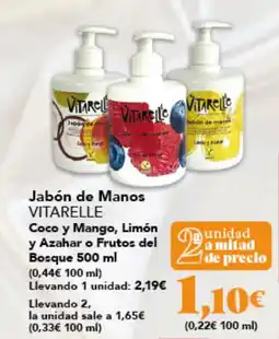Gadis VITARELLE Jabón de Manos Coco y Mango, Limón y Azahar o Frutos del Bosque oferta
