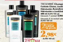 Gadis TRESEMMÉ Champú Cuidado Clásico, Liso&SedosoHidratación Acondicionador Hidratación o Liso&Sedoso oferta