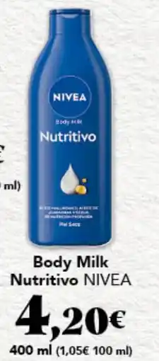 Gadis NIVEA Body Milk Nutritivo oferta