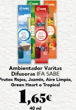 Gadis IFA SABE Difusoras Frutos Rojos, Jazmín, Aire Limpio, Green Heart o Tropical oferta