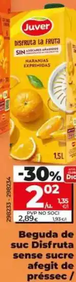 Dia Juver - bebida de zumo disfruta sin azucar anadido de melocoton/de naranja oferta