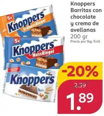 Rossmann KNOPPERS Barritas con chocolate y crema de avellanas oferta