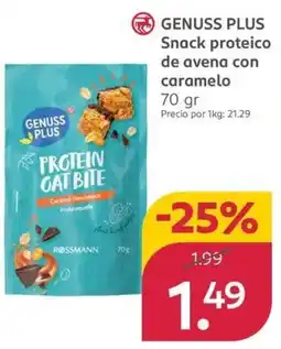 Rossmann GENUSS PLUS Snack proteico de avena con caramelo oferta