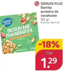 Rossmann GENUSS PLUS Barrita proteica de cacahuete oferta