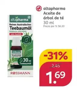 Rossmann ALTAPHARMA Aceite de árbol de té oferta