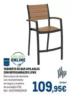 Makro Taburete de bar apilables con reposabrazos lynx oferta