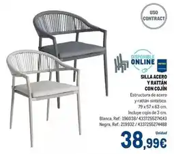 Makro Silla acero y rattan con cojin oferta
