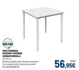 Makro Marsella - mesa cuadrada interior y exterior garbar oferta