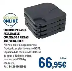 Makro Garden - soporte parasol rellenable cuadrado 4 piezas aktive garden oferta