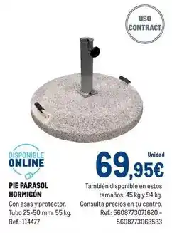 Makro Pie parasol hormigon oferta