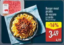 ALDI Burger meat picada de vacuno y cerdo oferta