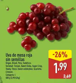 ALDI Uva de mesa roja sin semillas oferta