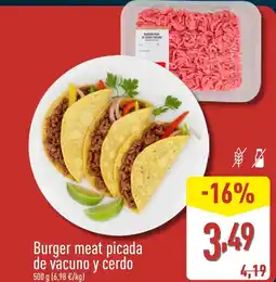 ALDI Burger meat picada de vacuno y cerdo oferta