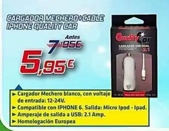 Aurgi Cargador Mechero+cable Iphone Quality Car oferta
