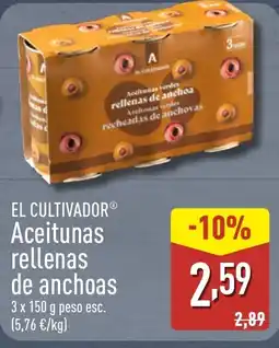ALDI EL CULTIVADOR Aceitunas rellenas de anchoas oferta