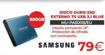 Computer Store Disco Duro Ssd Externo T5 Usb 3.1 Blue Samsung oferta