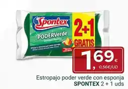 Supermercados Dani Spontex - estropajo poder verde con esponja 2+1 oferta