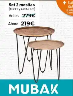 Mubak Set 2 mesitas oferta