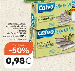 Plenus Supermercados CALVO Sardiñas/Xoubas en aceite de oliva, baixas en sal oferta