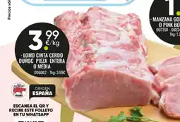 Family Cash Lomo cinta cerdo duroc pieza entera o media oferta