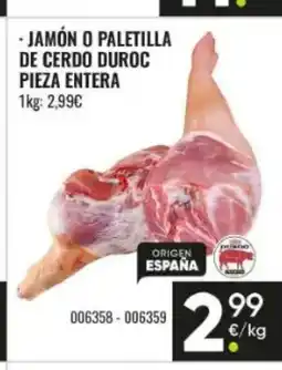 Family Cash Jamón o paletilla de cerdo duroc pieza entera oferta