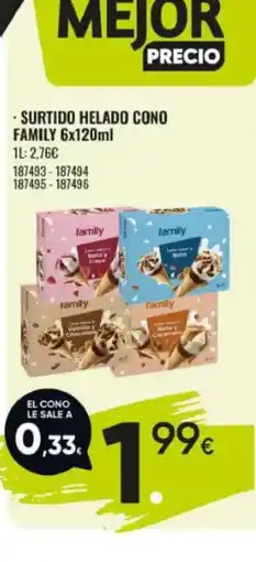 Family Cash FAMILY surtido helado cono oferta