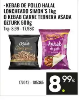 Family Cash Kebab de pollo halal loncheado simon's o kebab carne ternera asada oferta