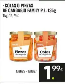 Family Cash FAMILY Colas o pinzas de cangrejo oferta