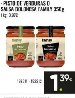 Family Cash FAMILY Pisto de verduras o salsa boloñesa oferta