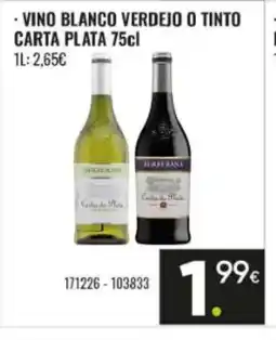 Family Cash Vino blanco verdejo o tinto carta plata oferta
