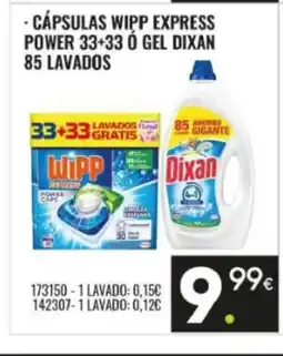 Family Cash DIXAN Cápsulas wipp express power 33+33 ó gel 85 lavados oferta