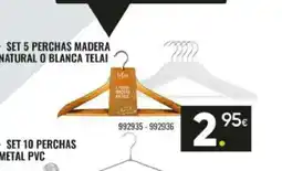 Family Cash TELAI Set 5 perchas madera natural o blanca oferta