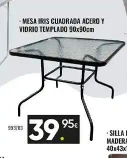 Family Cash Mesa iris cuadrada acero y vidrio templado oferta