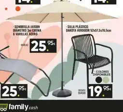 Family Cash Sombrilla jardin diámetro 3m crema 6 varillas acero oferta