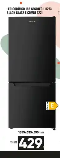 Family Cash CECOTEC Frigorífico 185 111273 black glass e combi oferta