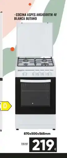 Family Cash ASPES Cocina akg4500tm 4f blanca butano oferta