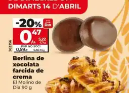 Dia EL MOLINO DE DIA Berlina de xocolata farcida de crema oferta