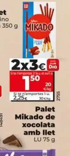 Dia LU Palet Mikado de xocolata amb llet oferta