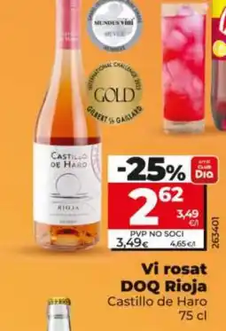 Dia CASTILLO DE HARD Vi rosat DOQ Rioja oferta
