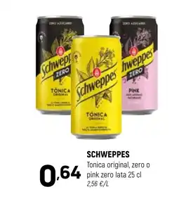 Coviran SCHWEPPES Tonica original, zero o pink zero lata oferta