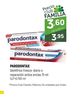 Coviran PARODONTAX Dentifrico frescor diario o reparación activa encías oferta